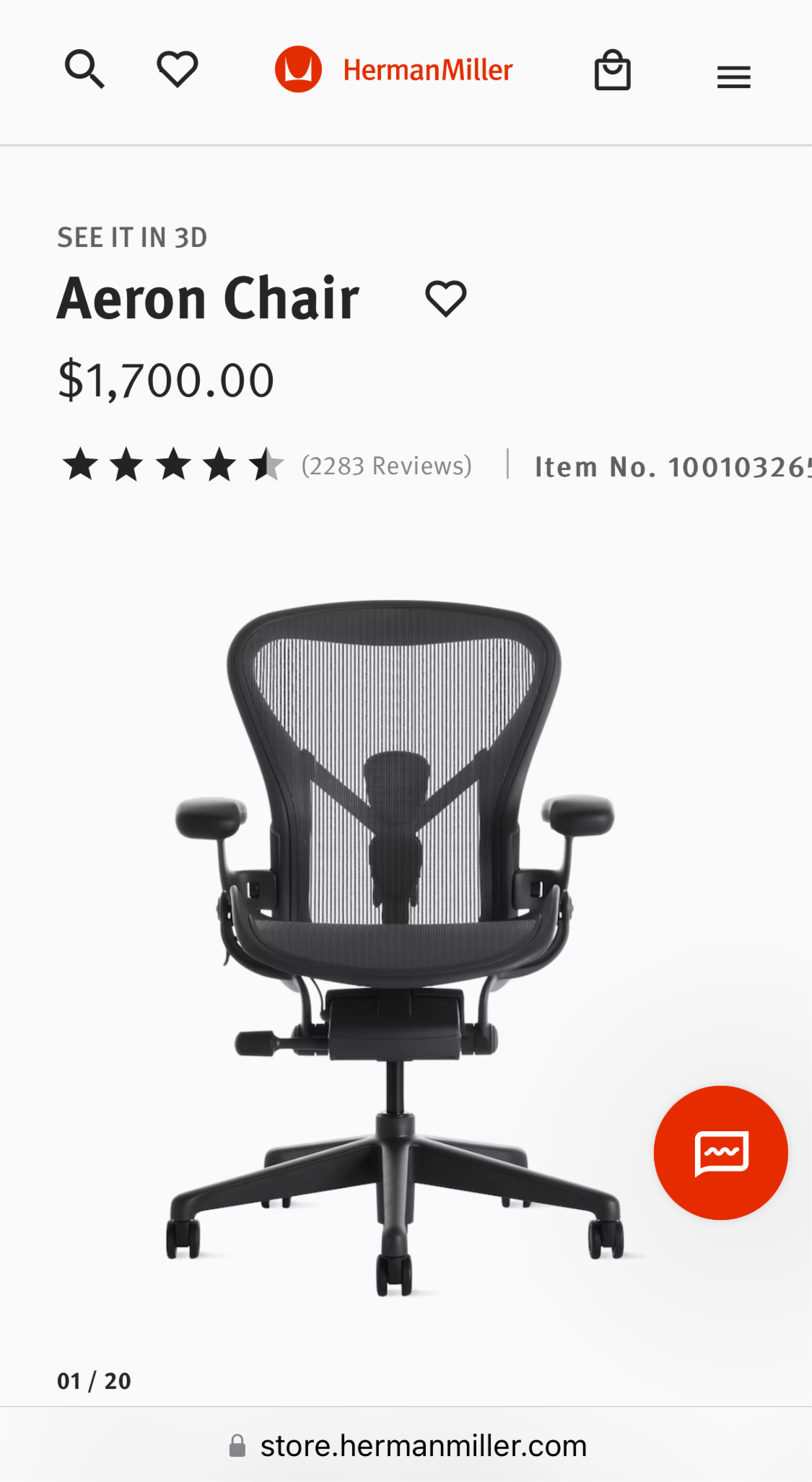 Brand new Herman Miller Aeron Remastered Size B Semi Loaded model