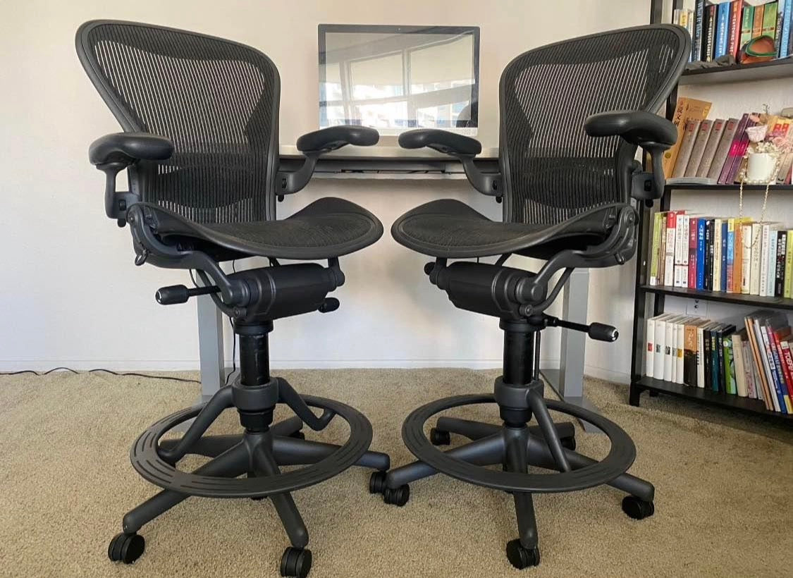 Premium Refurbished Herman Miller Aeron Classic Fully Loaded Model Drafting Office Chair/ Work Stool