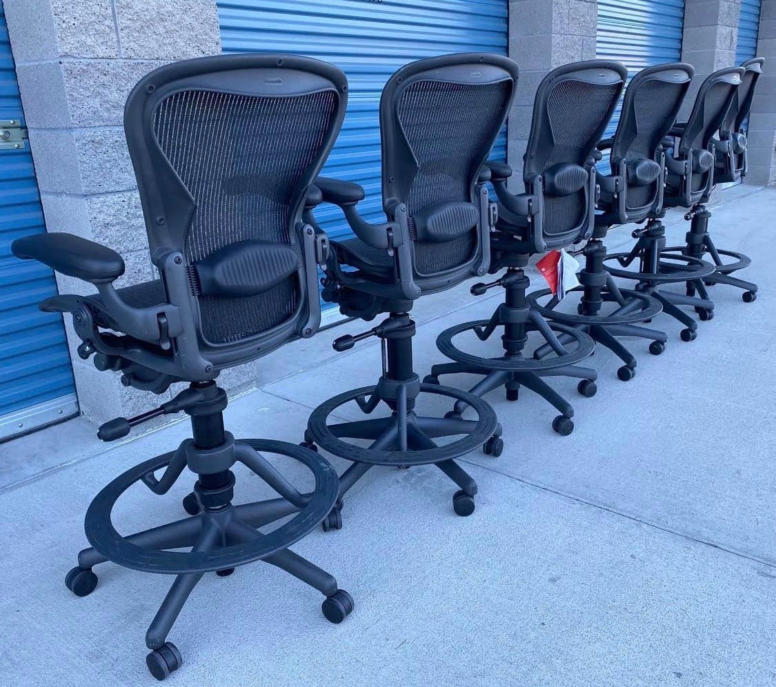 Premium Refurbished Herman Miller Aeron Classic Fully Loaded Model Drafting Office Chair/ Work Stool