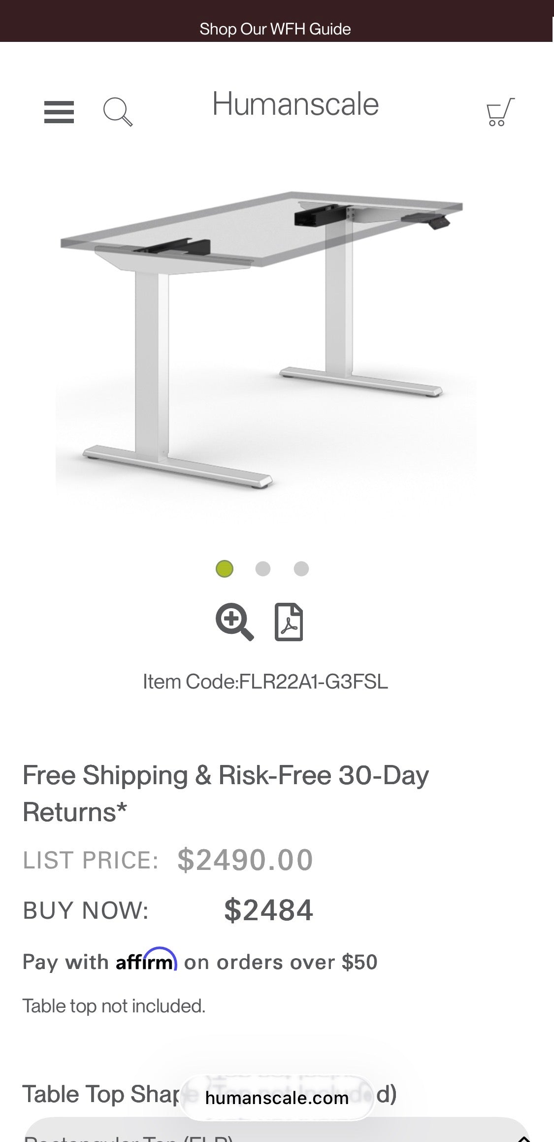 New 2025  Elite Model Humanscale EFLOAT LITE®️ Electric Sit To Stand Table Base