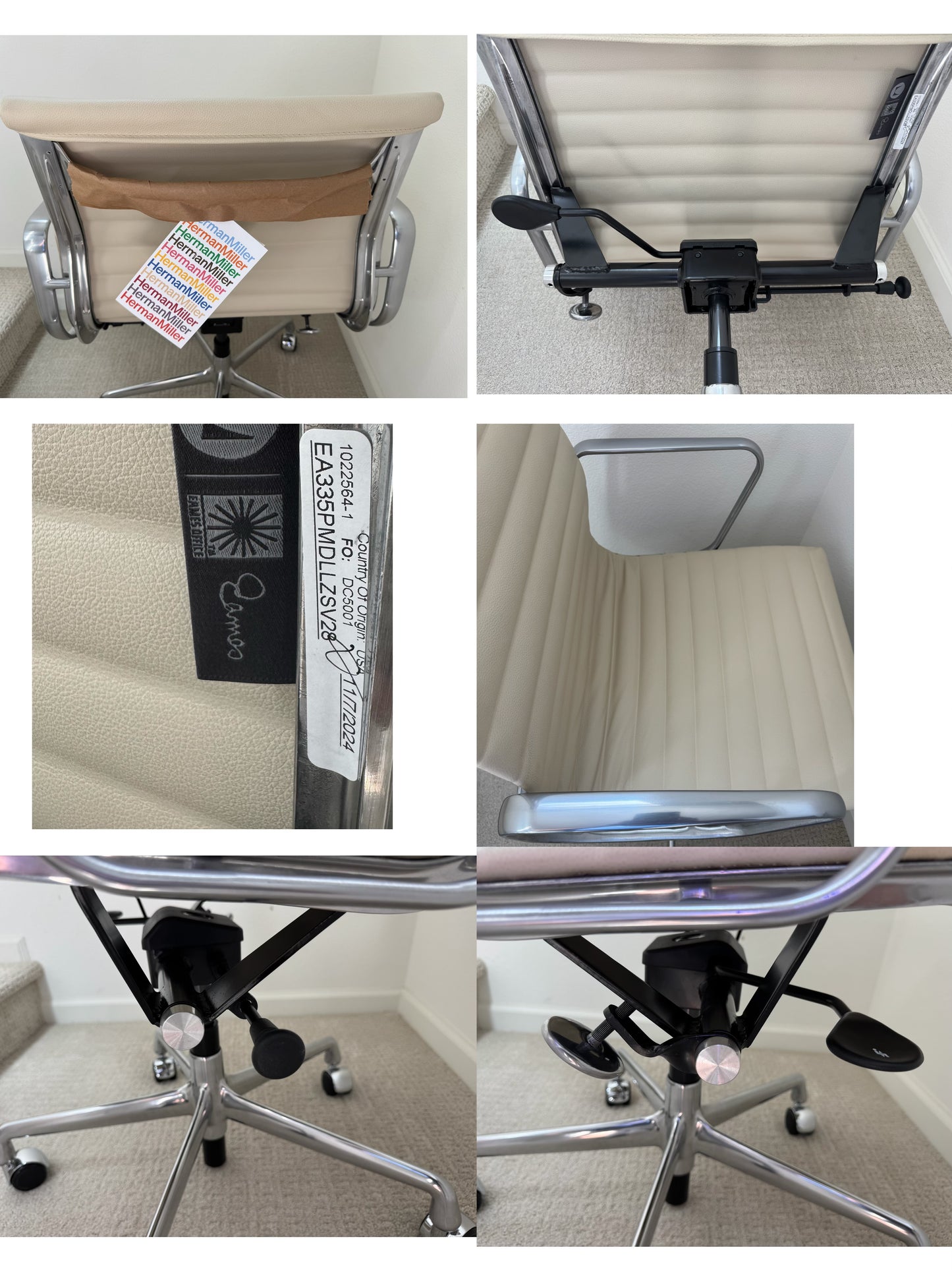 2025 Brand New Herman Miller Eames Management Office Chair With cream Vicenza leather