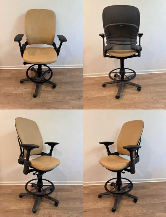 Premium Refurbished Steelcase Leap V2 Fully Adjustable Drafting Chair/ Work Stool