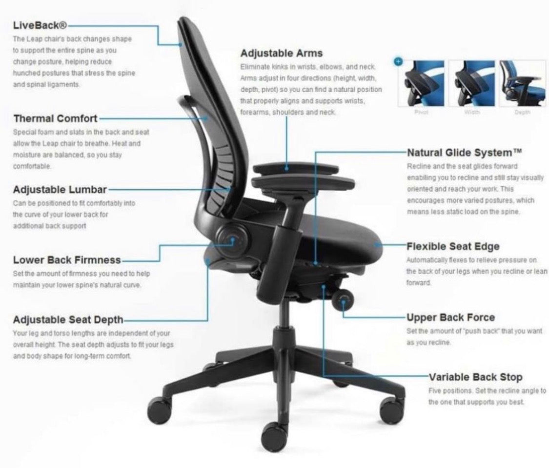 Steelcase gesture seat online depth